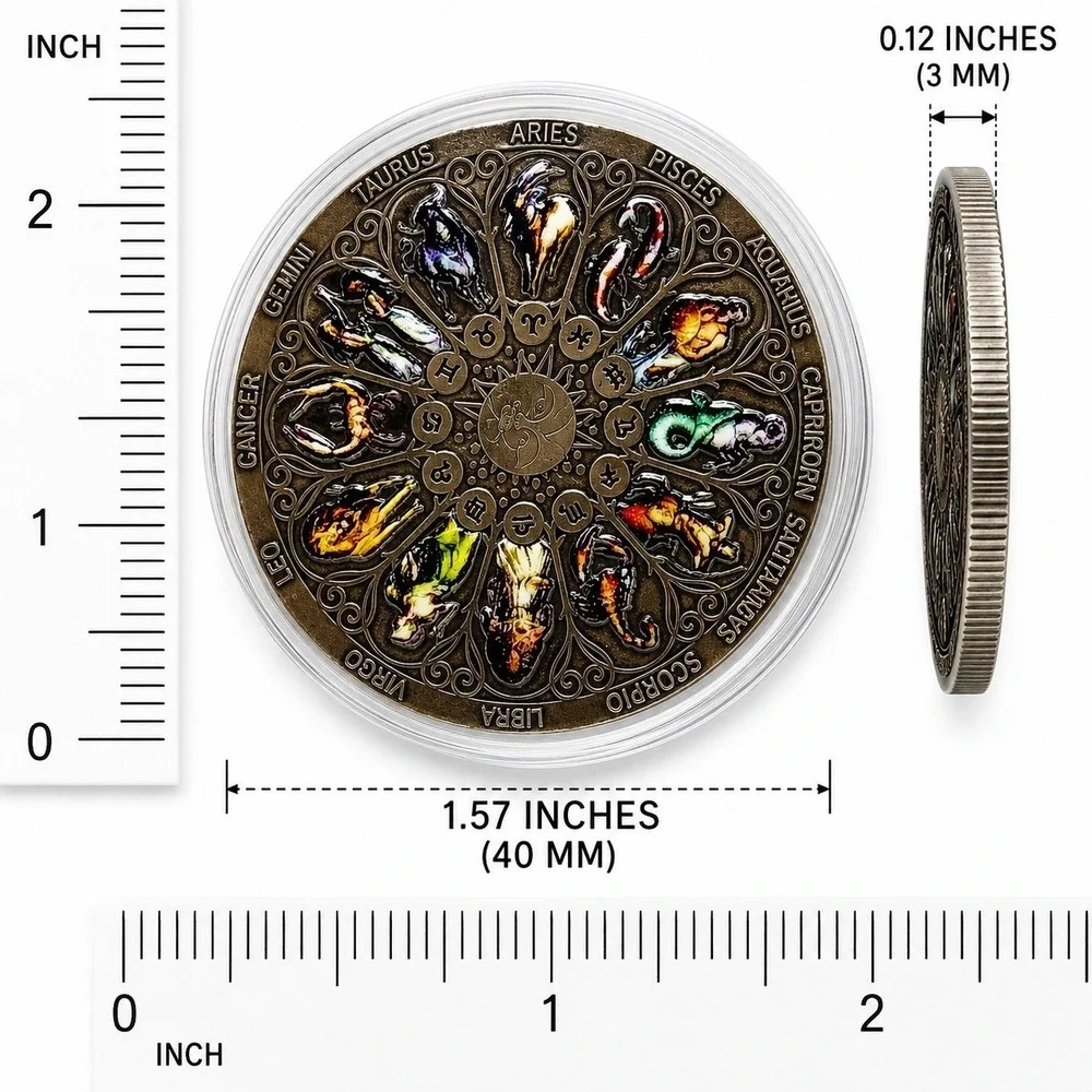 Zodiac Astrology Challenge Coin 12 Signs Horoscope Calendar Collectible Token